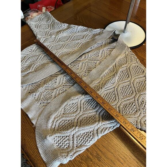 Alfani Gray Silver Knit Cardigan Cropped Petite Sz Sm EUC - Picture 4 of 6